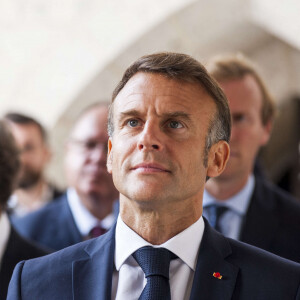 Déplacement du président de république, Emmanuel Macron à l'occasion de la 41ème édition des journées européennes du patrimoine à Chartres, visite du trésor de la Cathédrale de Chartres - Chartres le 20 septembre 2024. © Arnaud Hebert / Pool / Bestimage