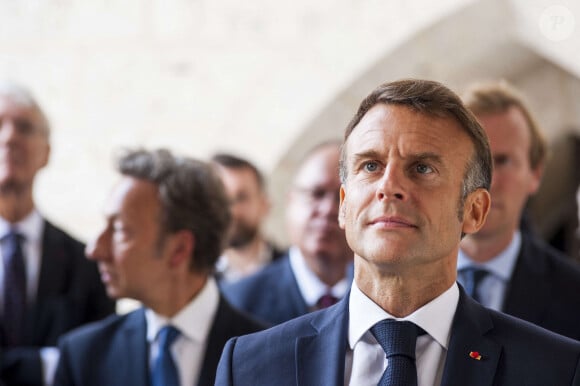 Déplacement du président de république, Emmanuel Macron à l'occasion de la 41ème édition des journées européennes du patrimoine à Chartres, visite du trésor de la Cathédrale de Chartres - Chartres le 20 septembre 2024. © Arnaud Hebert / Pool / Bestimage