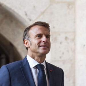 Déplacement du président de république, Emmanuel Macron à l'occasion de la 41ème édition des journées européennes du patrimoine à Chartres, visite du trésor de la Cathédrale de Chartres - Chartres le 20 septembre 2024. © Arnaud Hebert / Pool / Bestimage