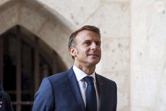 Déplacement du président de république, Emmanuel Macron à l'occasion de la 41ème édition des journées européennes du patrimoine à Chartres, visite du trésor de la Cathédrale de Chartres - Chartres le 20 septembre 2024. © Arnaud Hebert / Pool / Bestimage