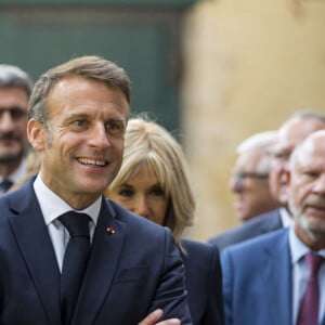 Emmanuel Macron et Brigitte Macron - Déplacement du président de république, Emmanuel Macron à l'occasion de la 41ème édition des journées européennes du patrimoine à Chartres, visite des ateliers de la Maison Lorin maitre verrier - Chartres le 20 septembre 2024. © Arnaud Hebert / Pool / Bestimage