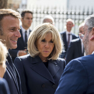 Emmanuel Macron et Brigitte Macron - Déplacement du président de république, Emmanuel Macron à l'occasion de la 41ème édition des journées européennes du patrimoine à Chartres, visite des ateliers de la Maison Lorin maitre verrier - Chartres le 20 septembre 2024. © Arnaud Hebert / Pool / Bestimage