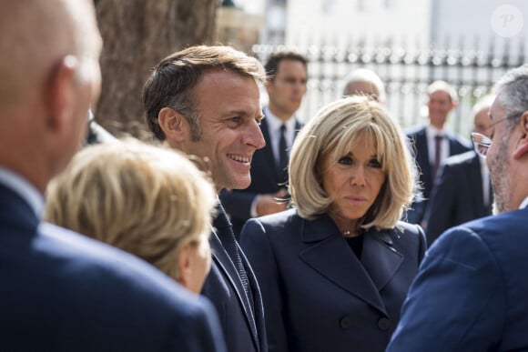 Emmanuel Macron et Brigitte Macron - Déplacement du président de république, Emmanuel Macron à l'occasion de la 41ème édition des journées européennes du patrimoine à Chartres, visite des ateliers de la Maison Lorin maitre verrier - Chartres le 20 septembre 2024. © Arnaud Hebert / Pool / Bestimage