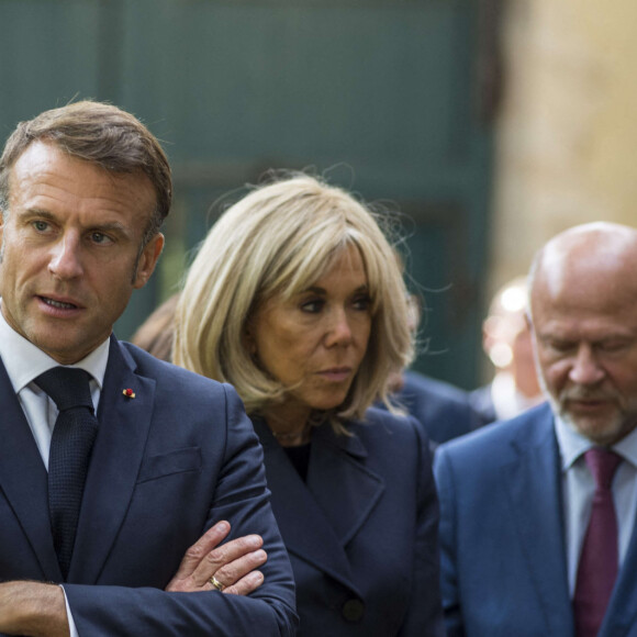 Emmanuel Macron et Brigitte Macron - Déplacement du président de république, Emmanuel Macron à l'occasion de la 41ème édition des journées européennes du patrimoine à Chartres, visite des ateliers de la Maison Lorin maitre verrier - Chartres le 20 septembre 2024. © Arnaud Hebert / Pool / Bestimage