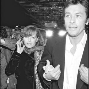 Romy Schneider et Alain Delon en septembre 1981 à Paris lors de la première du film Dans la peau d'un flic.