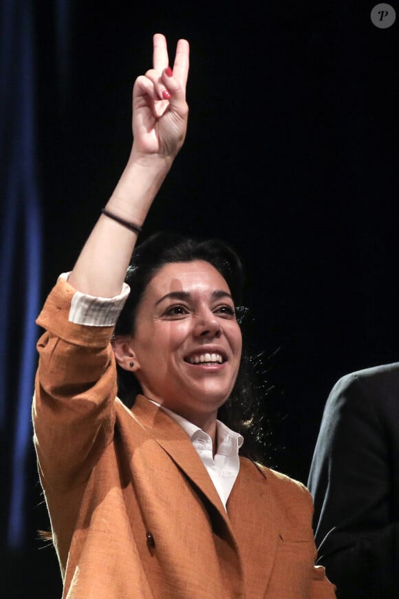 Sophia Chikirou - Le leader de la 'NUPES' (Nouvelle Union Populaire Ecologique et Sociale), une coalition de partis de gauche et écologistes, prononce son discours devant ses partisans après les premiers résultats du second tour des élections législatives françaises à l'Elysée Montmartre, Paris, France, le 19 juin 2022, .© Stéphane Lemouton/Bestimage