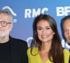 Laurent Ruquier, Julie Hammett et Marc-Olivier Fogiel lors de la conférence de presse de rentrée BFM TV. - RMC du groupe Altice France à Paris, France, le 31 août 2023. © Coadic Guirec/Bestimage 