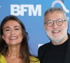 Julie Hammett et Laurent Ruquier lors de la conférence de presse de rentrée BFM TV. - RMC du groupe Altice France à Paris, France, le 31 août 2023. © Coadic Guirec/Bestimage 