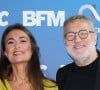 Julie Hammett et Laurent Ruquier lors de la conférence de presse de rentrée BFM TV. - RMC du groupe Altice France à Paris, France, le 31 août 2023. © Coadic Guirec/Bestimage 