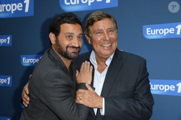 Cyril Hanouna et Jean-Pierre Foucault - Conférence de rentrée de Europe 1 à Paris. Le 3 septembre 2014