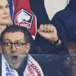 Dany Boon en tribune lors du match de football en ligue des champions (Champions League) au stade Décathlon Aréna Stade Pierre Mauroy : Lille l'emporte 1 - 0 face au Real Madrid le 2 octobre 2024.