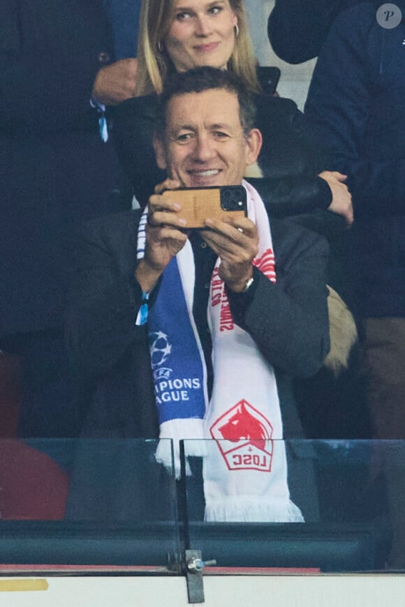 Dany Boon en tribune lors du match de football en ligue des champions (Champions League) au stade Décathlon Aréna Stade Pierre Mauroy : Lille l'emporte 1 - 0 face au Real Madrid le 2 octobre 2024.