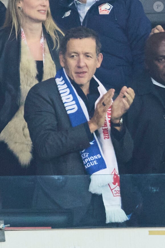 Dany Boon en tribune lors du match de football en ligue des champions (Champions League) au stade Décathlon Aréna Stade Pierre Mauroy : Lille l'emporte 1 - 0 face au Real Madrid le 2 octobre 2024.