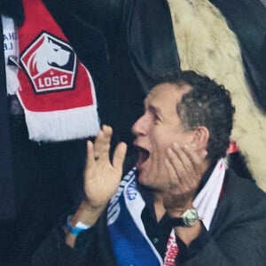 Dany Boon en tribune lors du match de football en ligue des champions (Champions League) au stade Décathlon Aréna Stade Pierre Mauroy : Lille l'emporte 1 - 0 face au Real Madrid le 2 octobre 2024.