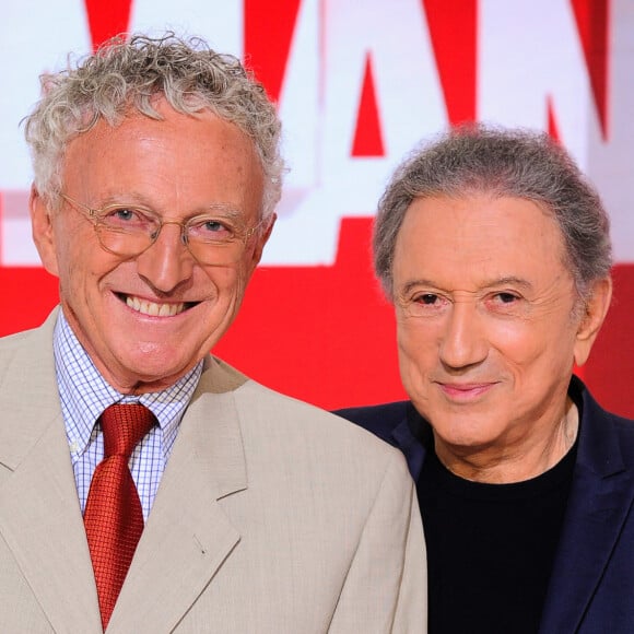 Nelson sera aussi sur le plateau
Exclusif - Nelson Monfort et Michel Drucker - Enregistrement de l'émission "Vivement Dimanche" au Studio Gabriel à Paris, présentée par M.Drucker et diffusée le 5 octobre sur France 3 © Guillaume Gaffiot / Bestimage 