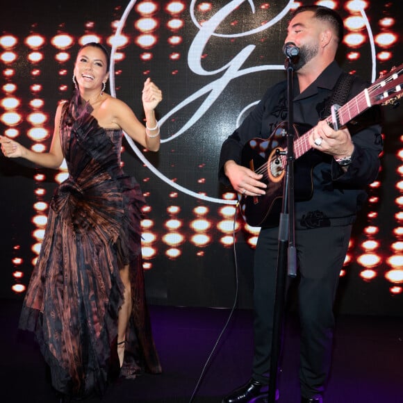 Une soirée d'exception présidée par Maria Bravo et placée sous le patronage de l'actrice et philanthrope Eva Longoria 
Exclusif - Kendji Girac et Eva Longoria lors de la 11ème édition de la soirée Global Gift Gala à l'hôtel Four Seasons George V à Paris le 30 septembre 2023.