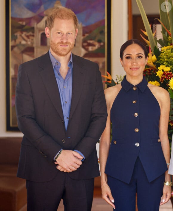 Le prince Harry, duc de Sussex, Meghan Markle, duchesse de Sussex, lors d'une réunion avec la vice-présidente Francia Marquez et son partenaire Rafael Yerney Pinillo à Bogota, au premier jour de leur visite de 4 jours en Colombie - Photo de pool par Courtesy of the Vice President's Office for DPPA/Mischa Schoemaker/ABACAPRESS.COM