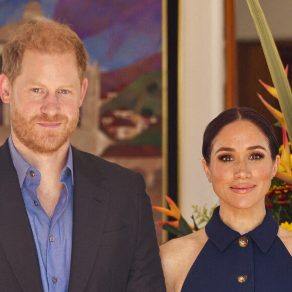 Le prince Harry, duc de Sussex, Meghan Markle, duchesse de Sussex, lors d'une réunion avec la vice-présidente Francia Marquez et son partenaire Rafael Yerney Pinillo à Bogota, au premier jour de leur visite de 4 jours en Colombie - Photo de pool par Courtesy of the Vice President's Office for DPPA/Mischa Schoemaker/ABACAPRESS.COM