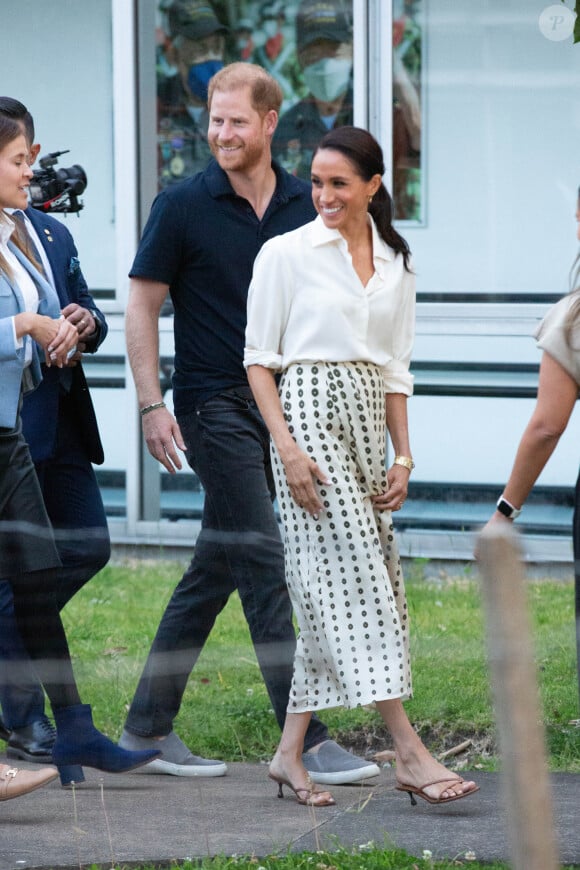 Le prince Harry et la duchesse de Sussex Meghan lors du deuxième jour de leur visite à Bogota, en Colombie, le 16 août 2024. Photo par Gtres/ABACAPRESS.COM