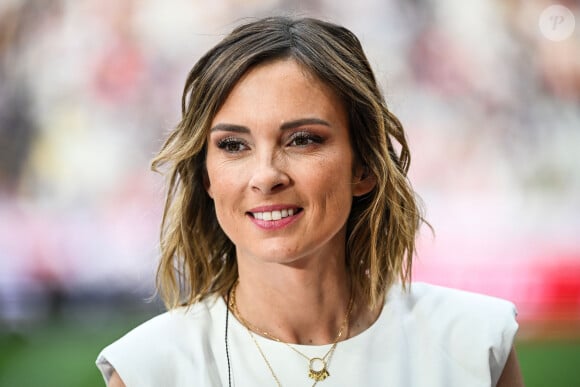 Isabelle Ithurburu en tribunes lors de la finale de rugby Top 14 opposant le Stade Toulousain Rugby (Toulouse) au Stade Rochelais (La Rochelle) au Stade de France à Saint-Denis, Seine Saint-Denis, le 17 juin 2023. Toulouse a gagné 29-26. © Matthieu Mirville/Bestimage