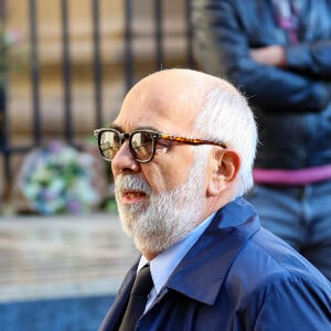 Gérard Jugnot - Sortie des Obsèques de Michel Blanc en l'église Saint-Eustache à Paris, le 10 octobre 2024. © Moreau / Jacovides / Bestimage 