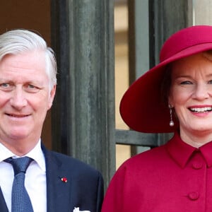 Le roi Philippe de Belgique, la reine Mathilde au palais de l'Elysée à Paris le 14 octobre 2024. Le couple royal de Belgique démarre une visite d'état de trois jours en France. © Dominique Jacovides / Bestimage