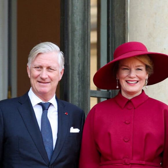 Ils sont ensuite allés au Palais de l'Elysée pour un entretien commun
 
Brigitte Macron, le roi Philippe de Belgique, la reine Mathilde, le président Emmanuel Macron au palais de l'Elysée à Paris le 14 octobre 2024. Le couple royal de Belgique démarre une visite d'état de trois jours en France. © Dominique Jacovides / Bestimage