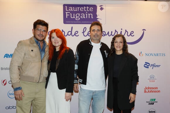 Vincent Niclo, Adeline Toniutti, Richard Orlinski, Camille Lellouche - Avant-première du clip "Je garde le sourire" réalisé pour l'Association Laurette Fugain dans le cadre de sa nouvelle campagne de sensibilisation au cinéma Mac Mahon à Paris le 15 octobre 2024. Ce clip met en scène les mots de C. Lellouche, interprétés par des enfants hospitalisés entourés d'une quinzaine de personnalités. © Christophe Clovis / Bestimage