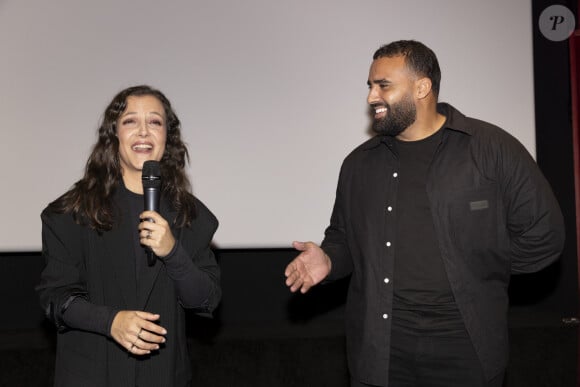 Exclusif - Camille Lellouche et son agent Faycal Yahia Berrouiguet (co-auteur de la chanson du clip) - Lancement du clip de l'Association Laurette Fugain au cinéma Mac Mahon à Paris, FRance, le 15 octobre 2024. Film "Je garde le sourire" réalisé par P.Noguéras. © Manuelle Toussaint via Bestimage