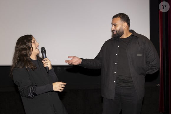 Exclusif - Camille Lellouche et son agent Faycal Yahia Berrouiguet (co-auteur de la chanson du clip) - Lancement du clip de l'Association Laurette Fugain au cinéma Mac Mahon à Paris, FRance, le 15 octobre 2024. Film "Je garde le sourire" réalisé par P.Noguéras. © Manuelle Toussaint via Bestimage