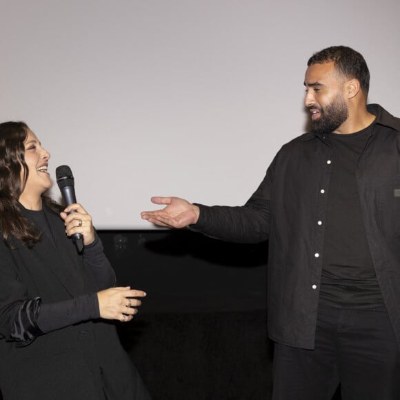 Exclusif - Camille Lellouche et son agent Faycal Yahia Berrouiguet (co-auteur de la chanson du clip) - Lancement du clip de l'Association Laurette Fugain au cinéma Mac Mahon à Paris, FRance, le 15 octobre 2024. Film "Je garde le sourire" réalisé par P.Noguéras. © Manuelle Toussaint via Bestimage