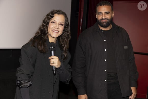 Exclusif - Camille Lellouche et son agent Faycal Yahia Berrouiguet (co-auteur de la chanson du clip) - Lancement du clip de l'Association Laurette Fugain au cinéma Mac Mahon à Paris, FRance, le 15 octobre 2024. Film "Je garde le sourire" réalisé par P.Noguéras. © Manuelle Toussaint via Bestimage