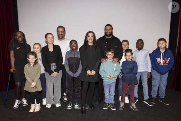 Exclusif - Camille Lellouche et son agent Faycal Yahia Berrouiguet (co-auteur de la chanson du clip) - Lancement du clip de l'Association Laurette Fugain au cinéma Mac Mahon à Paris, FRance, le 15 octobre 2024. Film "Je garde le sourire" réalisé par P.Noguéras. © Manuelle Toussaint via Bestimage