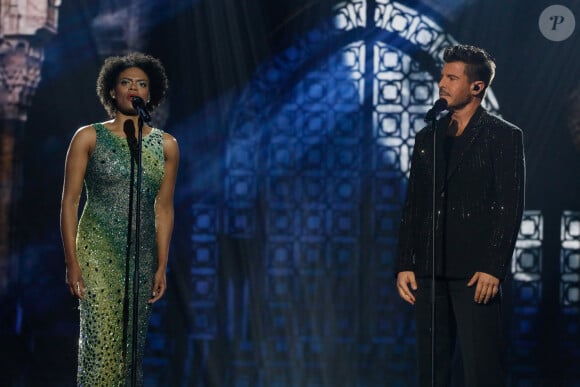 Exclusif - Axelle Saint-Cirel, Vincent Niclo - Enregistrement de l'émission "Eternel Aznavour, le concert événement", diffusée le 18 octobre sur France 3 © Christophe Clovis-Cyril Moreau / Bestimage