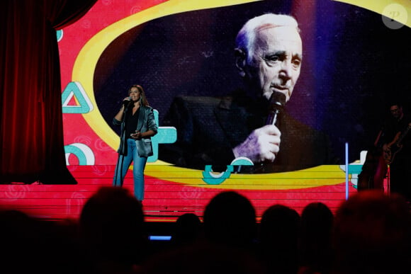 Exclusif - Chimène Badi - Enregistrement de l'émission "Eternel Aznavour, le concert événement", diffusée le 18 octobre sur France 3 © Christophe Clovis-Cyril Moreau / Bestimage