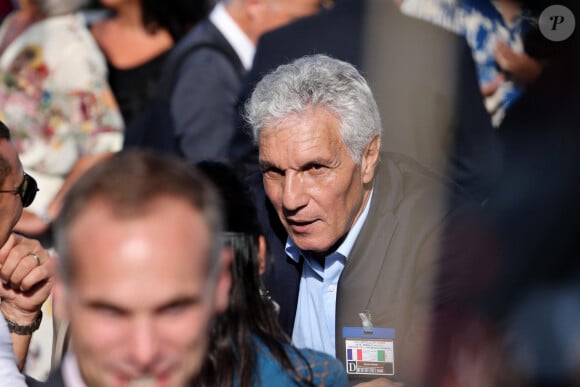 Rachid Arhab - Le président de la République française lors d'une réception avec la communauté française résidant en Algérie à la villa des Oliviers à Alger, Algérie, le 26 août 2022. © Dominique Jacovides/Bestimage