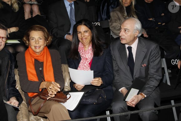 Liliane Bettencourt et sa fille Françoise Bettencourt Meyers avec son mari Jean-Pierre Meyers en 2012.