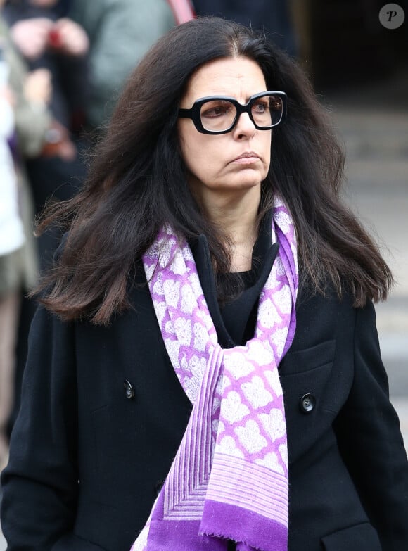 Françoise Bettencourt Meyers - Sorties de la cérémonie religieuse à la mémoire de Jacques Chancel, en l'église Saint-Germain-des-Prés, à Paris, le 6 janvier 2015.