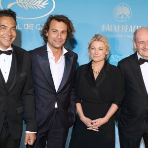 Patrick Cohen, Bertrand Chameroy, Anne-Elisabeth Lemoine, Pierre Lescure - Photocall du dîner d'ouverture du 77ème Festival International du Film de Cannes, au Carlton. Le 14 mai 2024 © Borde-Jacovides-Moreau / Bestimage 