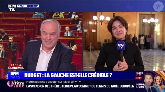 Perrine Vasque avec Olivier Truchot lors de son dernier duplex pour BFMTV