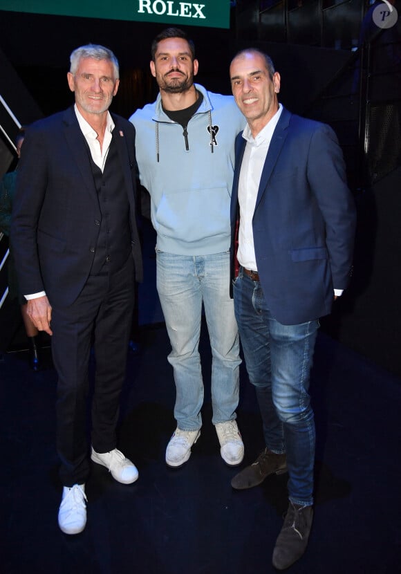 Florent Manaudou, Gilles Moretton et Cédric Pioline - Célébrités assistent à la finale du tournoi de tennis ATP Masters 1000 de Paris (Paris Rolex Master) remportée par Alexander Zverev contre Ugo Humbert à l'Accor Arena - Palais Omnisports de Paris-Bercy, Paris le 3 novembre 2024. © Veeren/Bestimage 