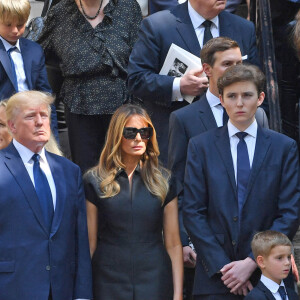 Donald Trump et sa femme Melania Trump, Barron Trump - Obsèques de Ivana Trump en l'église St Vincent Ferrer à New York. Le 20 juillet 2022 