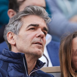 Xavier de Moulins et sa femme Anaïs Bouton - Célébrités dans les tribunes des Internationaux de France de tennis de Roland Garros 2024 à Paris le 26 mai 2024. © Moreau-Jacovides/Bestimage