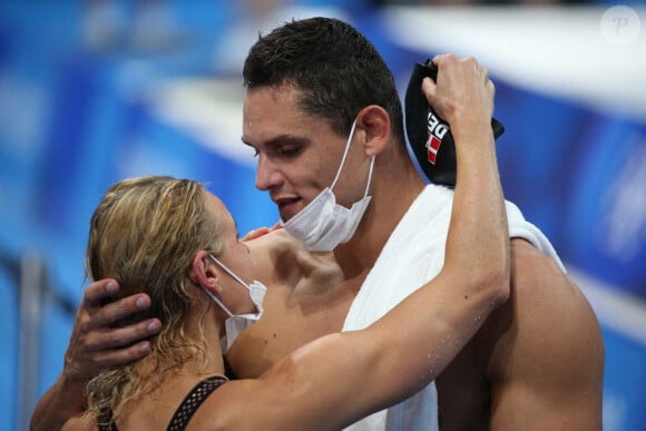 Qu'il a partagé avec son ex Pernille Blume 
Florent Manaudou et sa compagne Pernille Blume - Florent Manaudou, médaille d'argent du 50 m nage libre aux jeux olympiques Tokyo 2020 (23 juillet - 8 août 2021), le 1er août 2021.