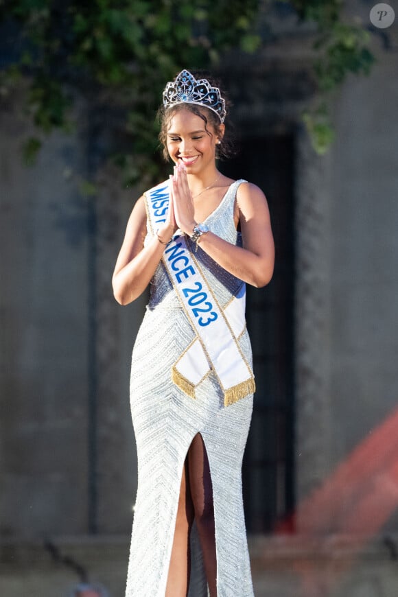 Indira Ampiot, miss France 2023 est venue animer l'élection de Miss Beaucaire le 7 juillet 2023. © Stéphanie Gouiran / Panoramic / Bestimage 