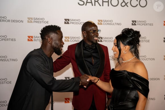 Mamadou Sakho, sa femme Majda et Bakary Sagna - Soirée de lancement de l'entreprise Sakho & Co, le samedi 16 novembre à Dubaï.