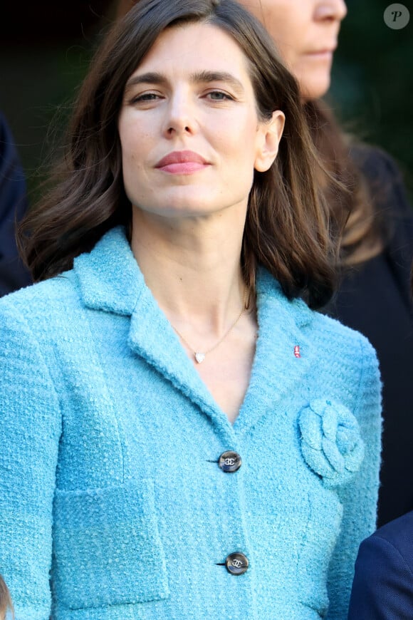 Charlotte Casiraghi dans la cour du palais princier le jour de la fête nationale de Monaco le 19 novembre 2024. © Jean-Charles Vinaj / Pool Monaco / Bestimage 