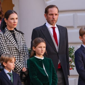 Andrea Casiraghi, Tatiana Santo Domingo, Sacha, India, Maximilien dans la cour du palais princier le jour de la fête nationale de Monaco le 19 novembre 2024. © Jean-Charles Vinaj / Pool Monaco / Bestimage 