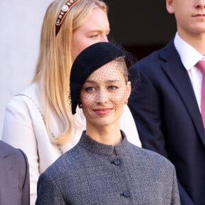 Pierre Casiraghi, Beatrice Borromeo, Stefano et Francesco dans la cour du palais princier le jour de la fête nationale de Monaco le 19 novembre 2024. © Jean-Charles Vinaj / Pool Monaco / Bestimage 