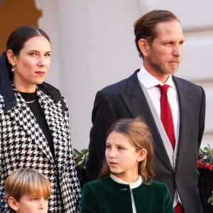 Andrea Casiraghi, Tatiana Santo Domingo, Sacha, India, Maximilien dans la cour du palais princier le jour de la fête nationale de Monaco le 19 novembre 2024. © Jean-Charles Vinaj / Pool Monaco / Bestimage 